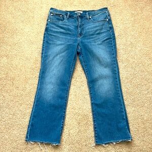 Madewell High Rise Cali Demi Boot Raw Hem Dark Wash Stretch Jeans - Size 31